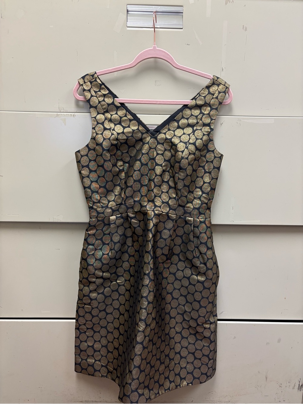 J. Crew Black Dress with Gold Polka Dot Jacquard